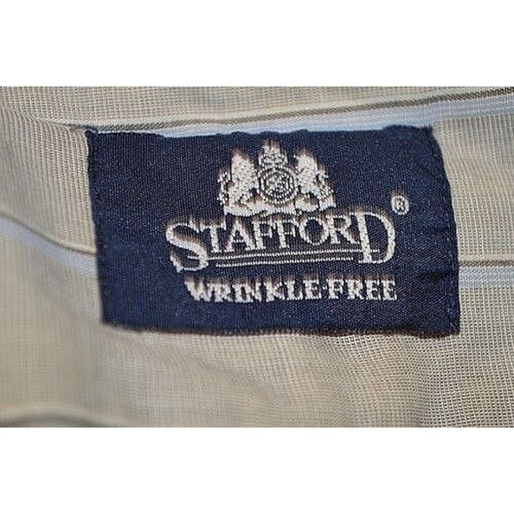 Stafford Striped Wrinkle Free Long Sleeve Button Up Dress Shirt X-Tall 17 35/36 - Picture 10 of 11